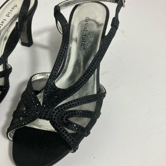 David Tate Women’s 6.5 Black Satin Strappy Refined Dress Heel NWOT - Picture 2 of 10
